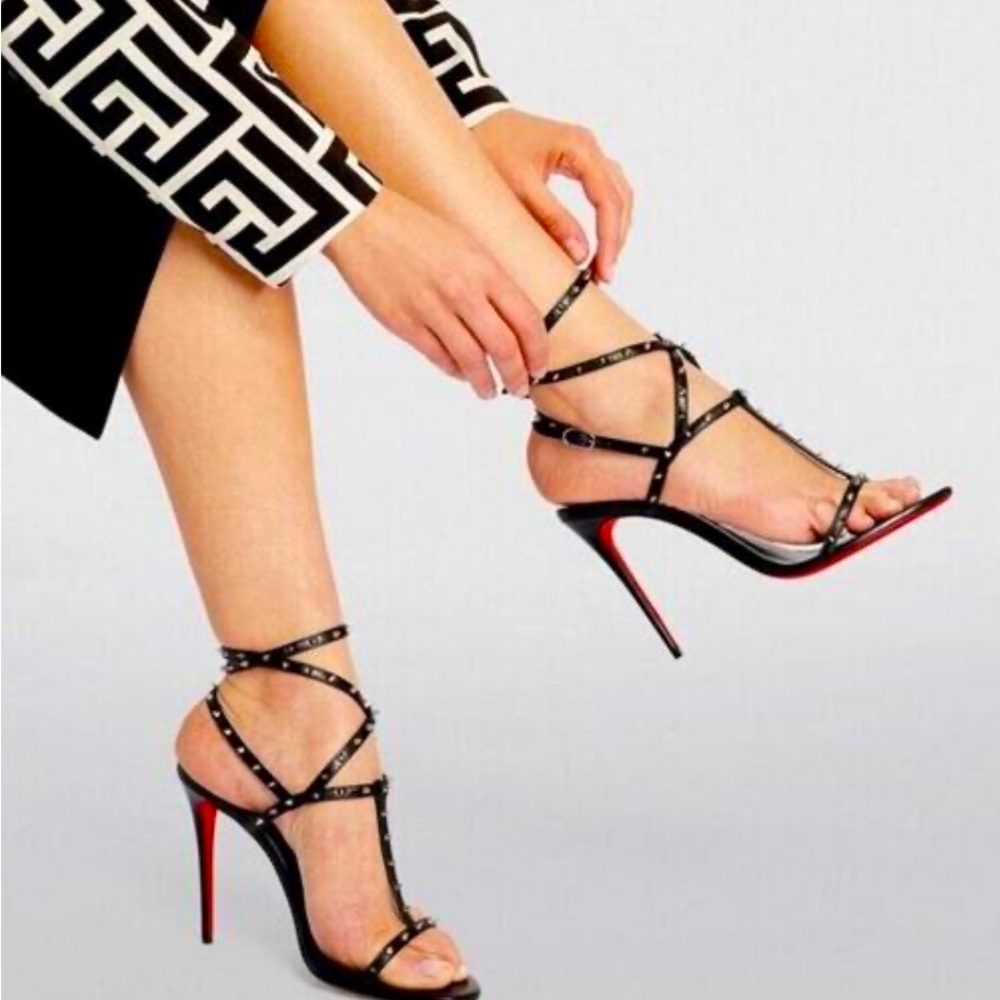 Christian Louboutin Black Strappy Heels
